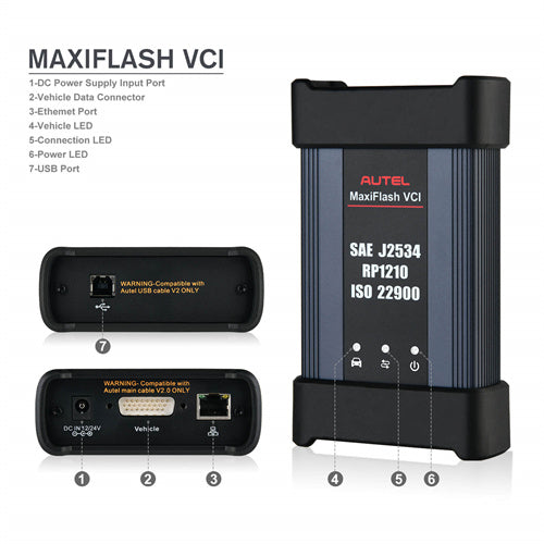 AUTEL MaxiFlash VCI Used with MaxiCOM Ultra Lite/Ultra Lite S, MaxiSYS MS909, MaxiSYS MS909 EV, MaxiSYS Elite II Pro, MaxiSYS MS909CV