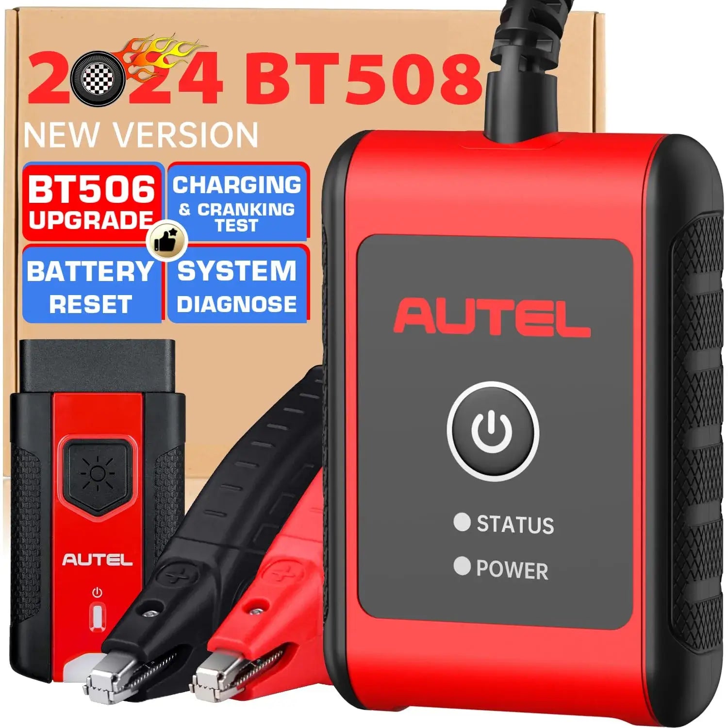 [New Arrivals] Pre-Order! Autel MaxiBAS BT508 Car Battery Tester, 2024 Up of BT506, 6V 12V Load Tester, 100-2000 CCA Automotive Battery Analyzer, 12V 24V Starter and Charging System Tester for 99% Cars, Adaptive Conductance