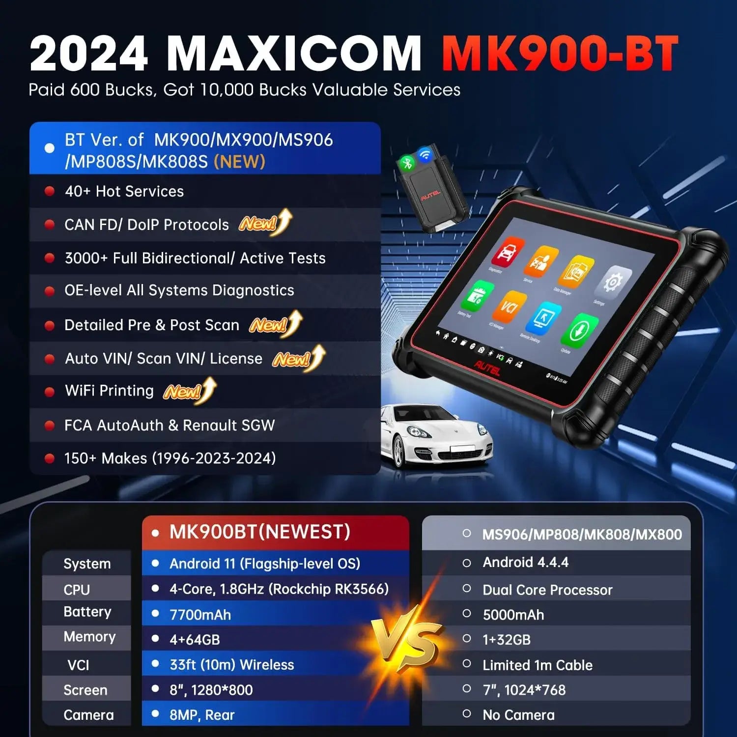 Autel MaxiCOM MK900-BT Automotive Diagnostic Scanner