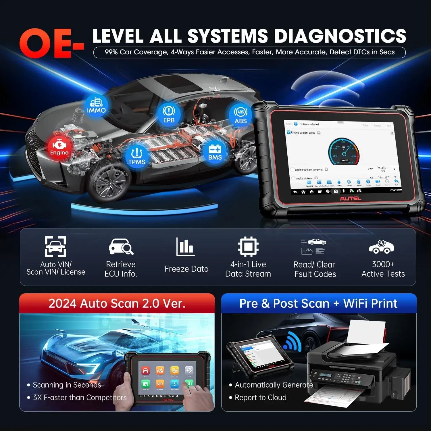 Autel MaxiCOM MK900-BT Automotive Diagnostic Scanner