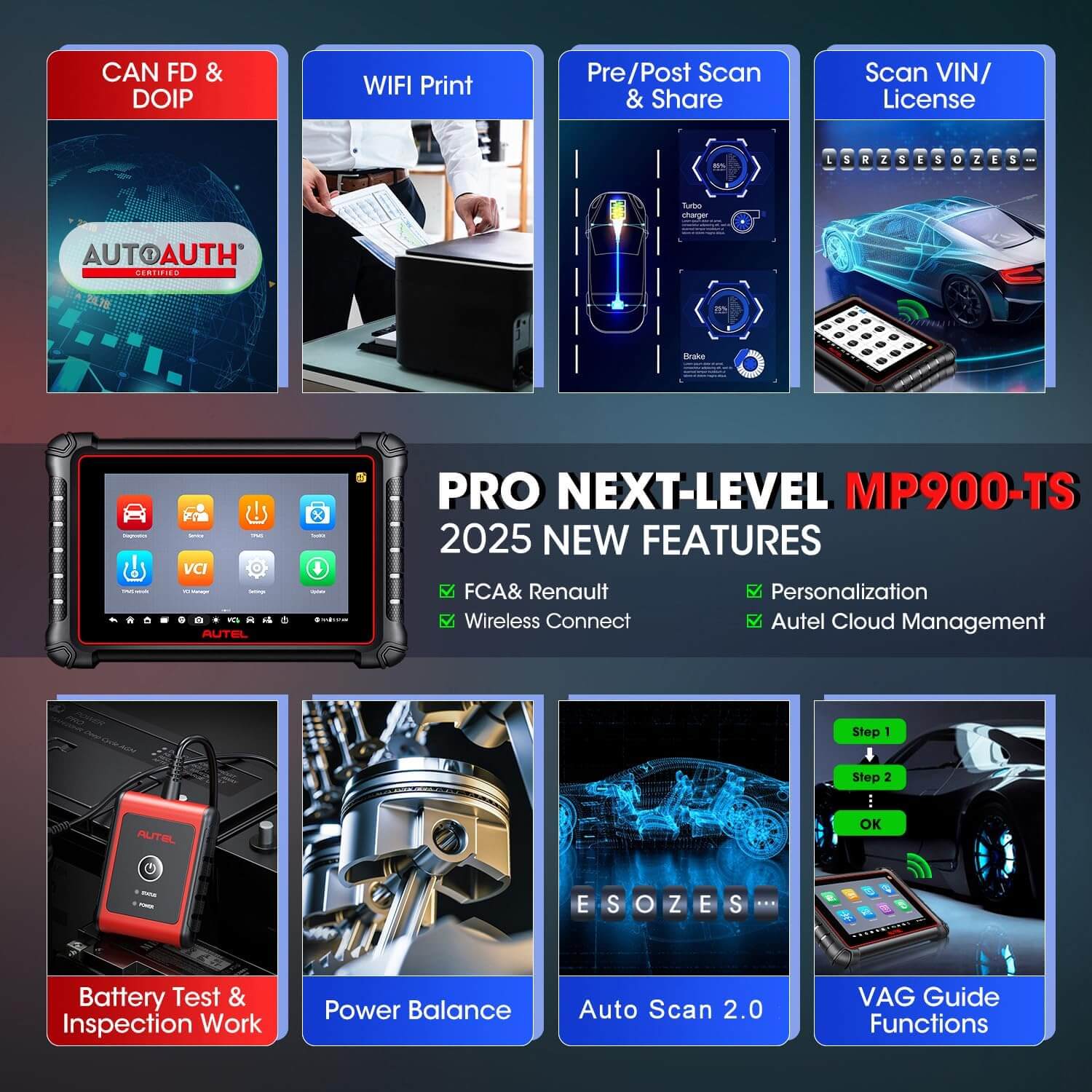 Autel MaxiPRO MP900Z-TS Auto Diagnostic Scanner with Comprehensive TPMS Functions